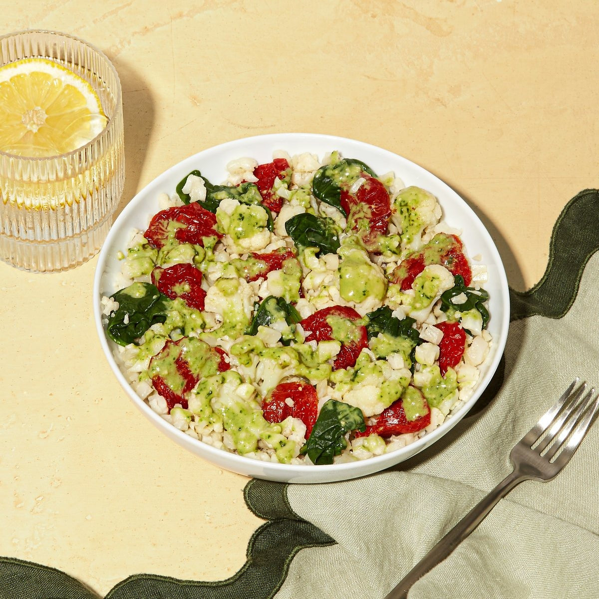 Cauliflower Rice + Pesto
