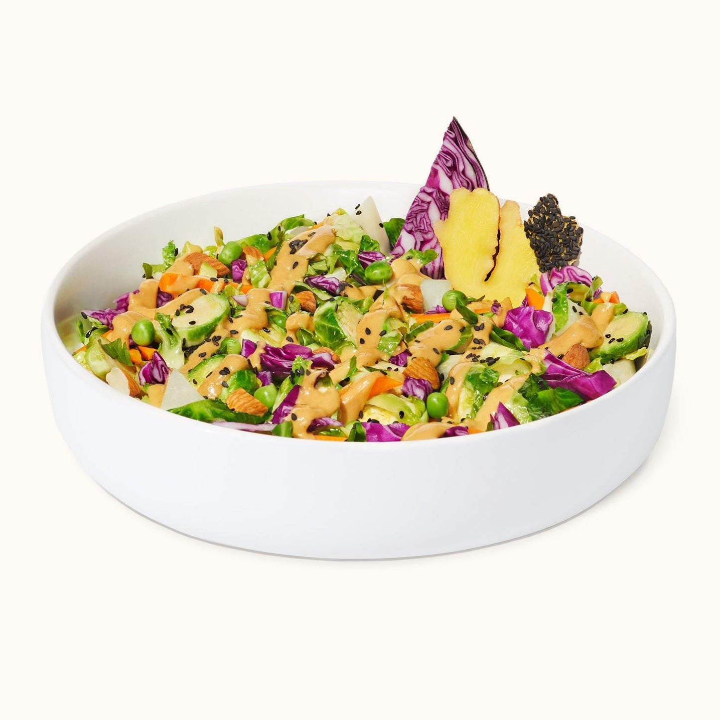 Almond Satay Brussels Sprouts + Carrot Harvest Bowl